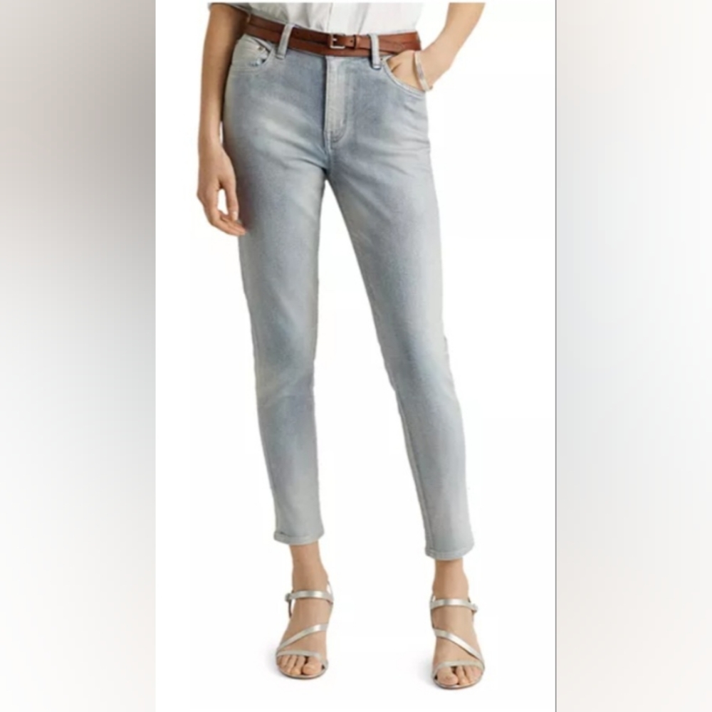 LRL high rise skinny ankle faint blue pearl wash super stretch jeans NWT